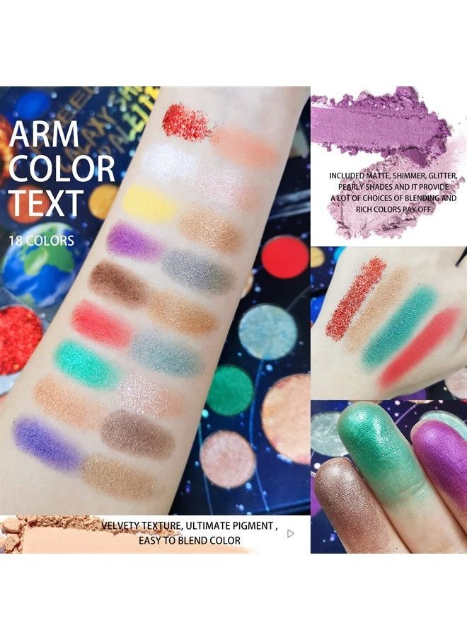 FREEORR - 18 Colors Galaxy Eyeshadow Palette, Glitter Eyeshadow Makeup Multi Reflective Shimmer/Glitter Matte Bake Pressed Pearly High-pigmented Colorful Eye-Shadow Makeup Palette - Image 1
