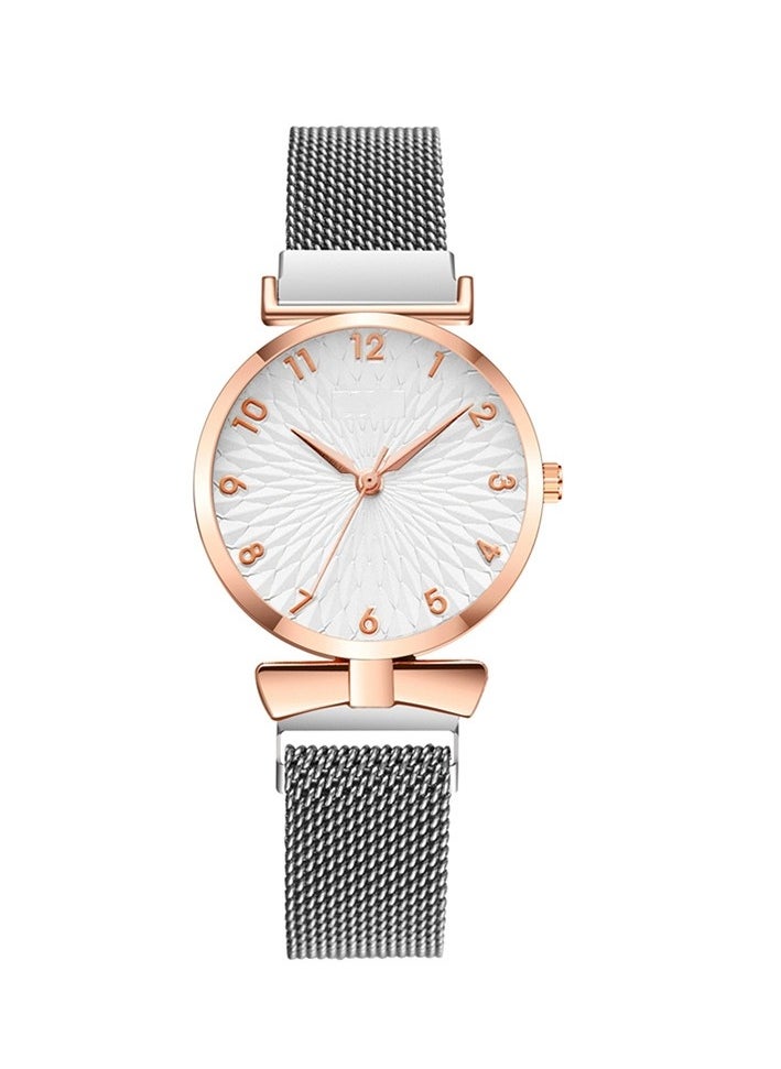 Generic Fashionable Ladies Watch Digital Sun Pattern Student Watch Quartz Watch (Silver) 