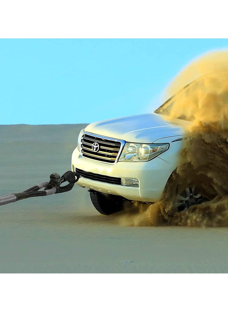 1"*30' Gray Car Tow Rope (33000 lbs) with 2 Shackle Ropes|15 Tons 9 Meters Kinetic recovery Rope|4x4 Drive Pickup Truck, SUV, ATV Off Road Heavy Duty Recovery Kit - Image 5