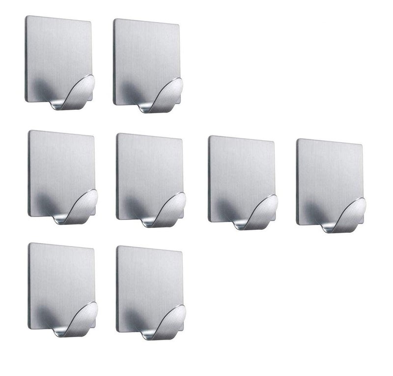 advancedestore Multipurpose Small Square Stainless Steel Adhesive Wall Hooks - Load Capacity Upto 2.5 Kg (Pack of 6) - Image 1
