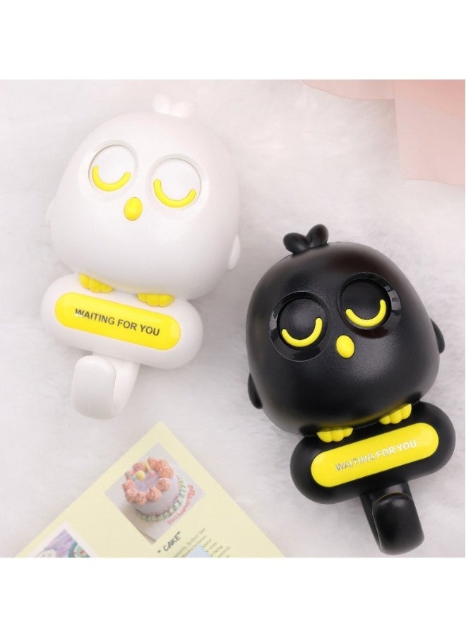 Wink Bird Key Hooks, 2Pcs Kawaii Adhesive Wall Mounted Hooks for Towels, Hats, Keychain, Keys, Black and White, Ideal for Cute Room Decor and Gifts - Image 3