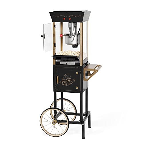 Nostalgia Nostalgia Popcorn Maker Machine  Professional Cart With 8 Oz Kettle Makes Up to 32 Cups  Vintage Popcorn Machine Movie Theater Style  Black 