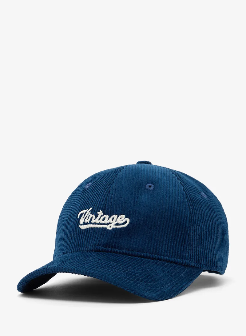 Vintage Text Corduroy Peak Cap