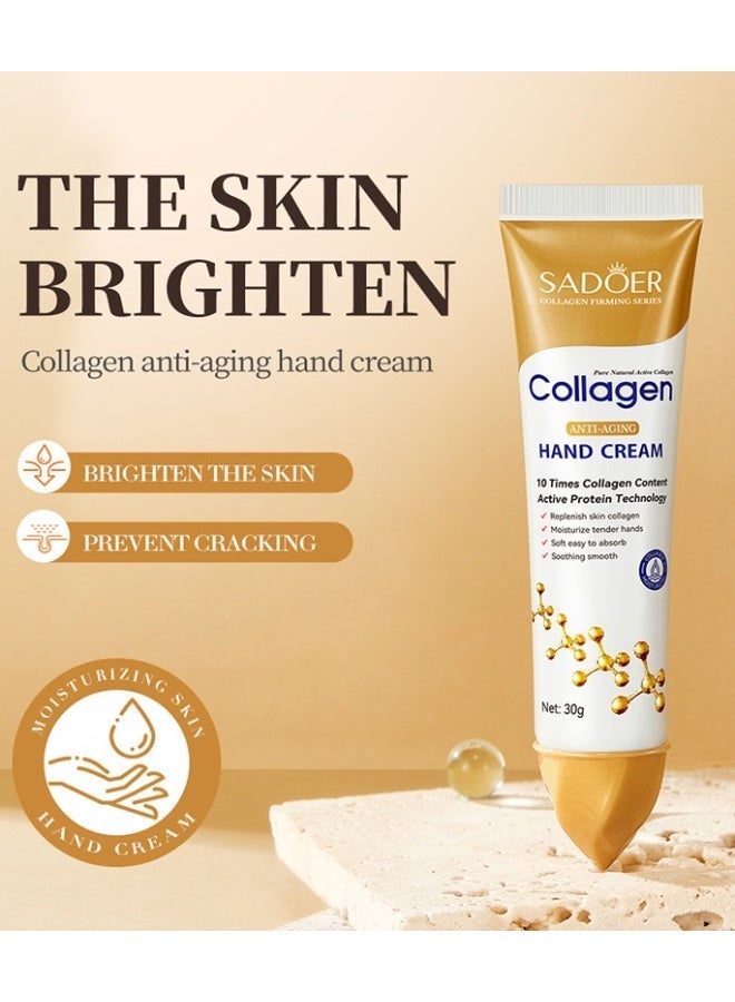SADOER 3-PACKS Collagen Anti Wrinkle Hand Cream, Nourishing Whitening Moisturizing Skin Care Cream, Fast Absorbing Anti Ageing Hand Cream, Smooth And Soft Skin Crack Repair Cream To Remove Wrinkles Darkness 30g*3 - Image 2