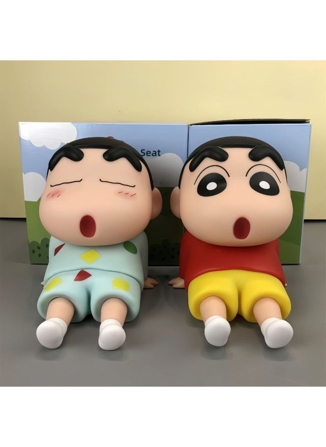 Riman Crayon Small Handmade Nightgown Small Mobile Phone Stand Ornaments Nohara Nobusuke Model-Color:Crayon Shin-chan Mobile Phone Holder Red - Image 3
