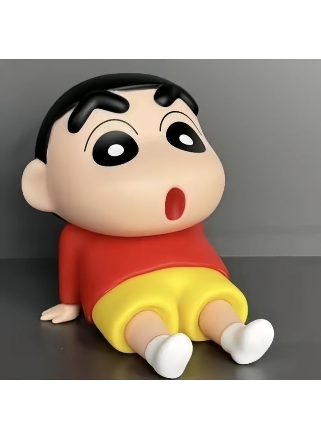 Riman Crayon Small Handmade Nightgown Small Mobile Phone Stand Ornaments Nohara Nobusuke Model-Color:Crayon Shin-chan Mobile Phone Holder Red - Image 1