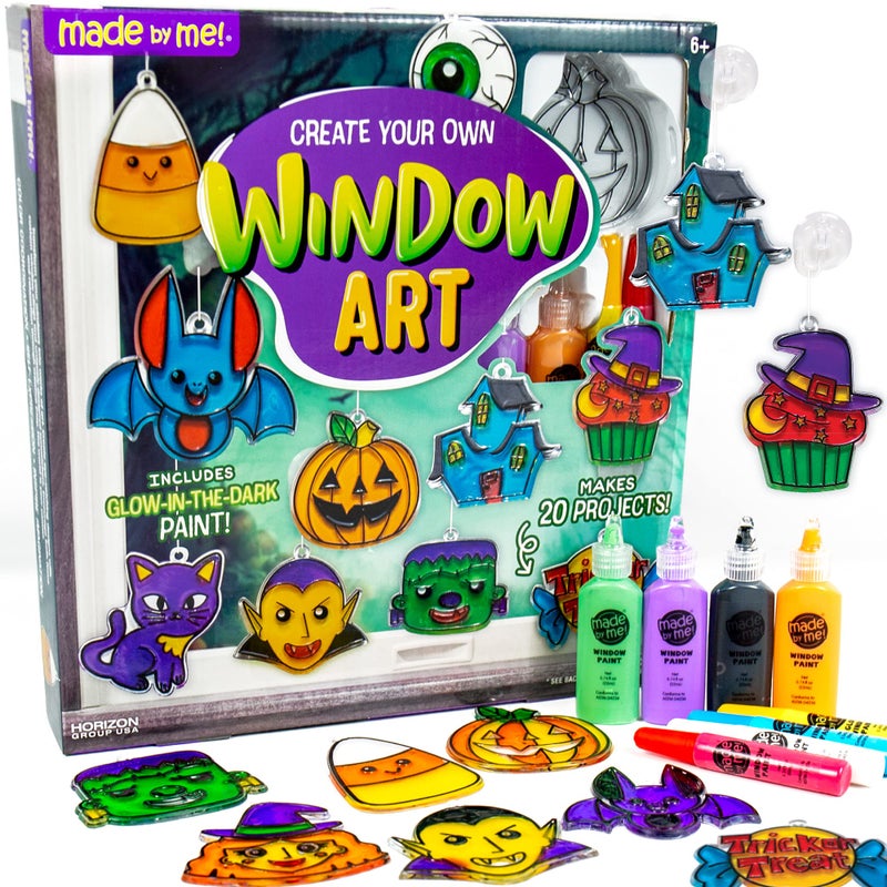 Made By Me Create Your Own Halloween Window Art by Horizon Group USA Make 20 Projects Includes Suncatcher Frames Window Clings GlowinTheDark Paint Paint Tubes Suction Cups CordingMulti - Image 2