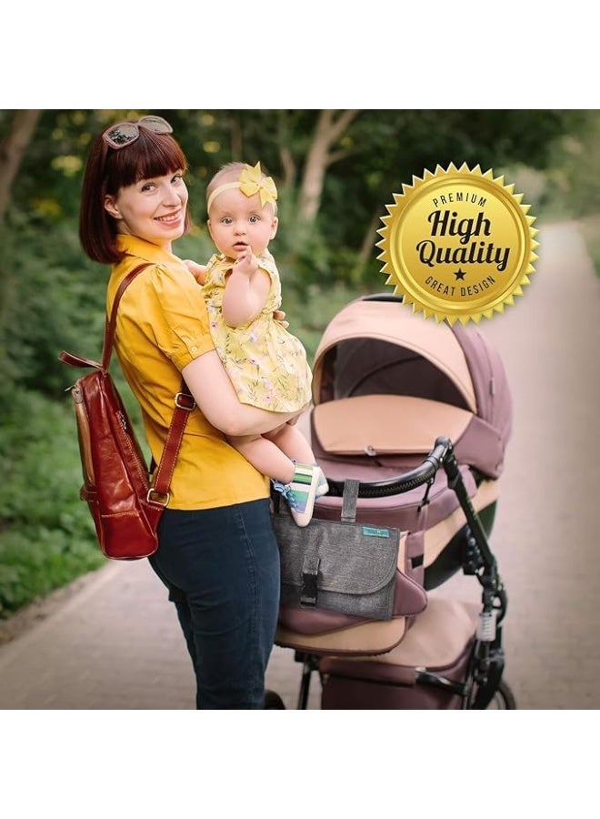 SKY-TOUCH Baby Portable Diaper Changing Pad,Waterproof Travel Change Pad,with Wipes Pocket, Smart Design Portable Changing Mat, Infant Travel Station Kit, Gift for Newborn Girl & Boy - Grey - Image 5
