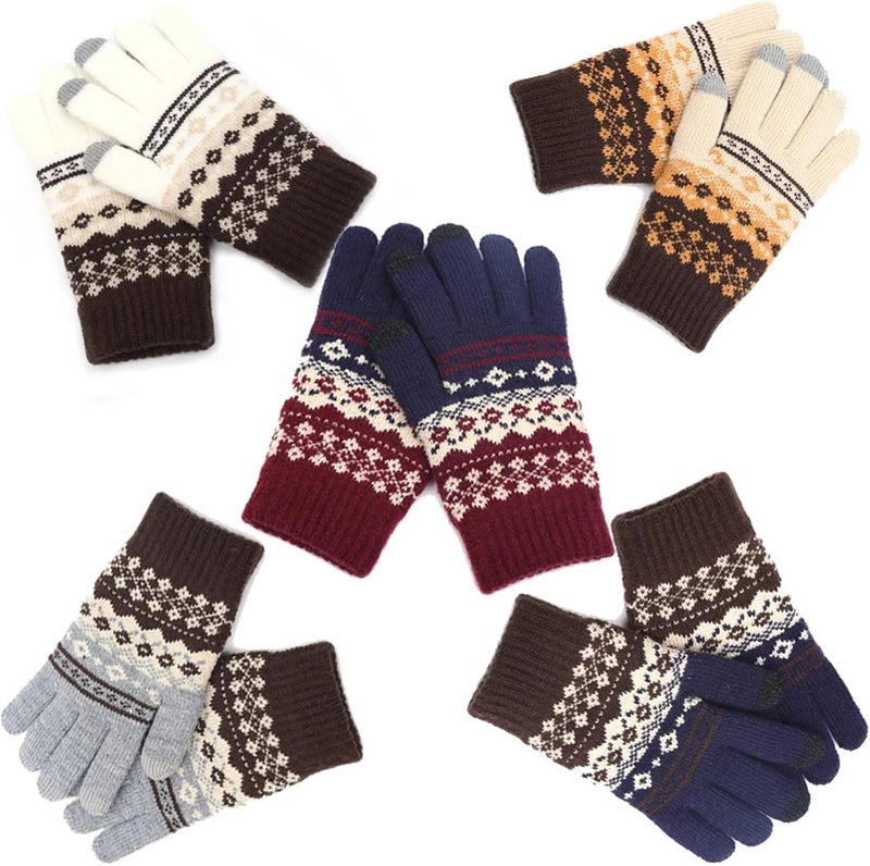 Creative winter men's and women's warm split finger gloves, new jacquard touch screen gloves - Image 2