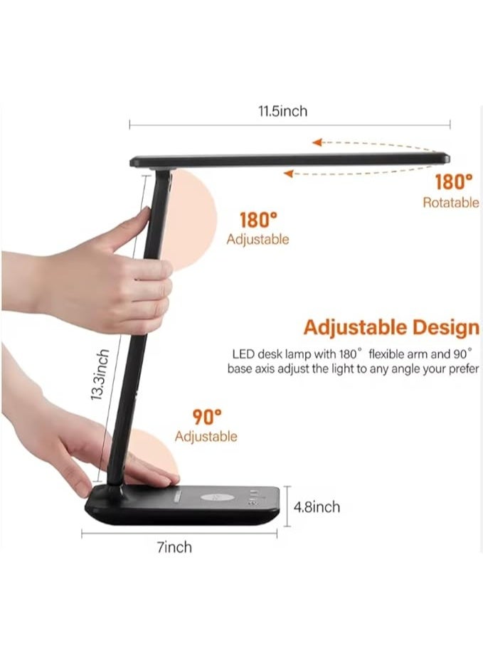 zentora LED Desk Lamp Qi Wireless Charger With Night Light With Alarm Clock Temperature and Output USB Charger Table Lamp - Image 2