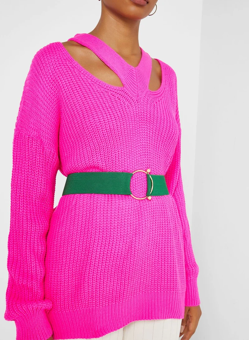 ELLA Round Buckle Elastic Waist Belt