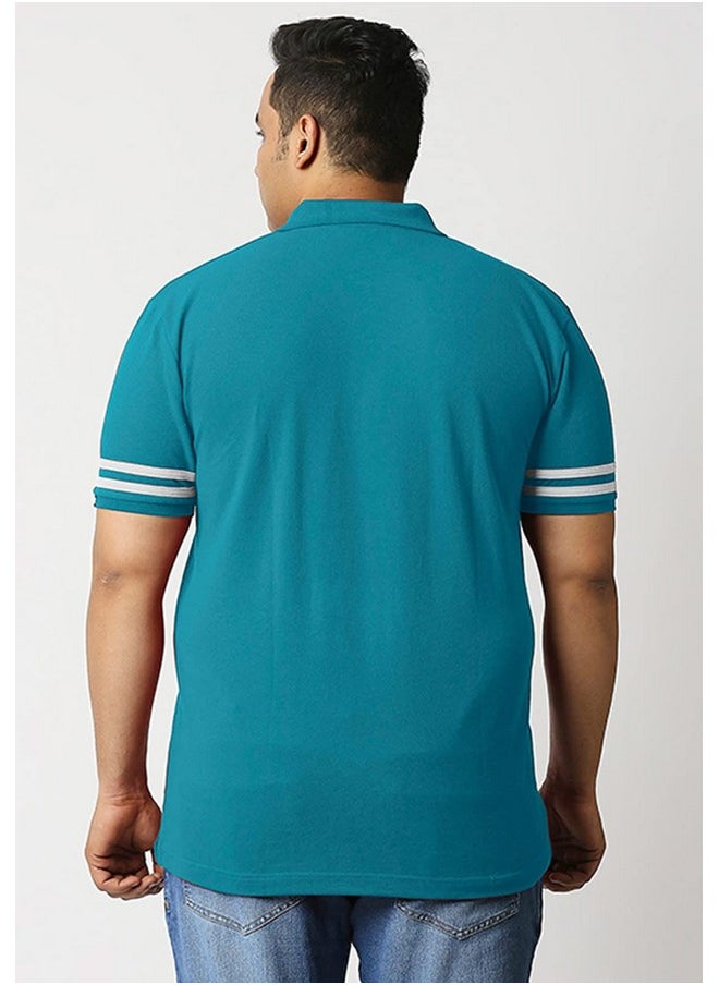 وير يور أوبينين - تي شيرت رجالي مخطط بأكمام قصيرة وياقة بولو وياقة عادية بمقاس كبير من Wear Your Opinion (XXL، أزرق مخضر) - Image 1