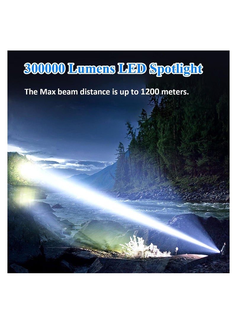 Toby's Rechargeable Spotlight, 300000 Lumens Led Spot Light Outdoor Handheld Super Bright Powerful Long Range Flashlight with 4 Modes, Tripod, USB Output, IPX5 Waterproof for Fishing Boating Camping - Image 2