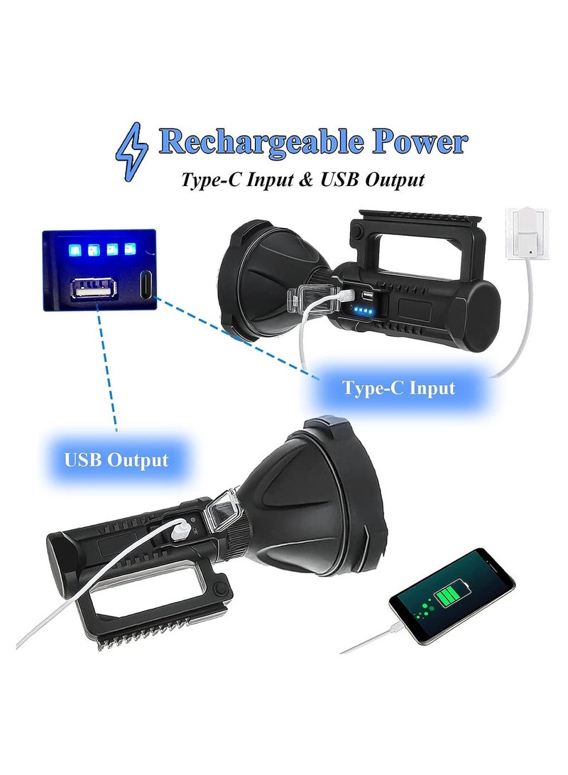 Toby's Rechargeable Spotlight, 300000 Lumens Led Spot Light Outdoor Handheld Super Bright Powerful Long Range Flashlight with 4 Modes, Tripod, USB Output, IPX5 Waterproof for Fishing Boating Camping - Image 4