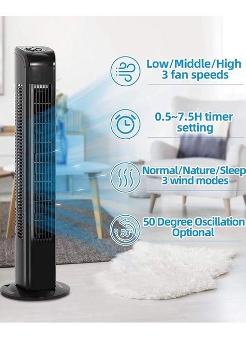 Vertical Air Conditioner and Cooler for Home and Office with 3 Wind Power Settings 45W ,Tower Fan With Remote Control, Touch Panel, 3 Speed Control, 3 Modes, 12 Hours Timer