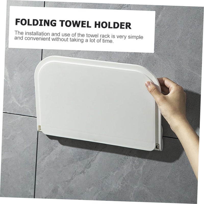 Wall Mounted Folding Towel Rack Plastic Bathroom Hanging Organizer Space Saving Storage - Image 5
