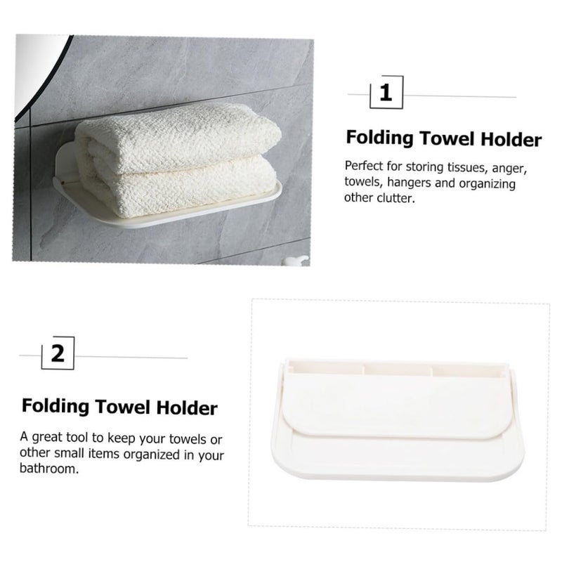 Wall Mounted Folding Towel Rack Plastic Bathroom Hanging Organizer Space Saving Storage - Image 4