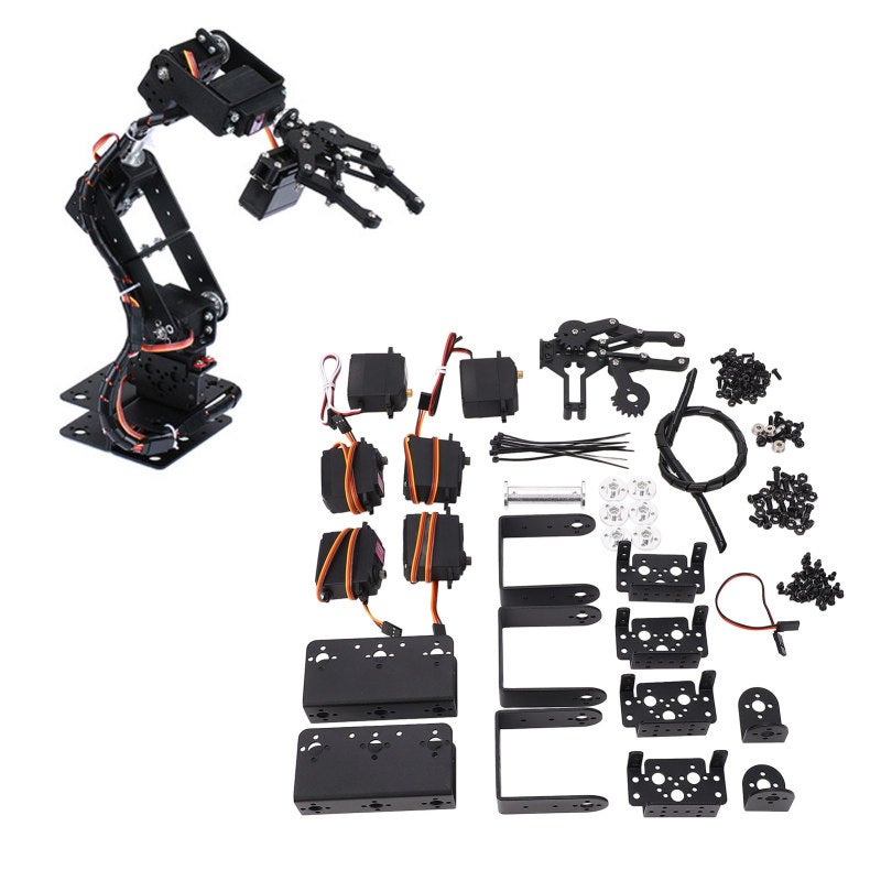 Robotic Arm DIY Kit: 2mm Black Aluminum Frame - 6-Servo Motor System With Smooth Flexible Joints Mechanical Claw for College Teaching Maker Projects Hands-On Learning - Image 5