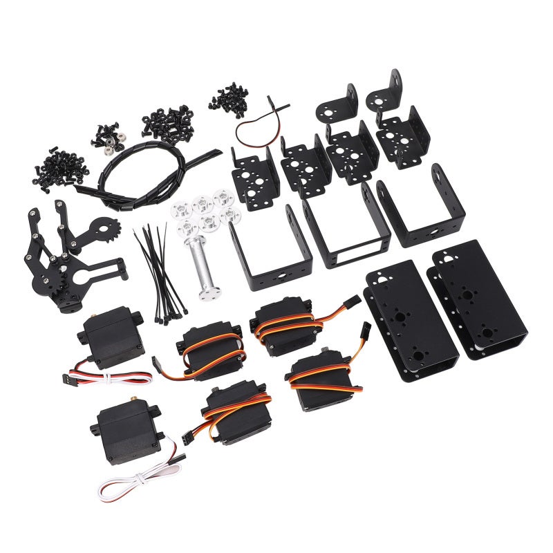 Robotic Arm DIY Kit: 2mm Black Aluminum Frame - 6-Servo Motor System With Smooth Flexible Joints Mechanical Claw for College Teaching Maker Projects Hands-On Learning - Image 1
