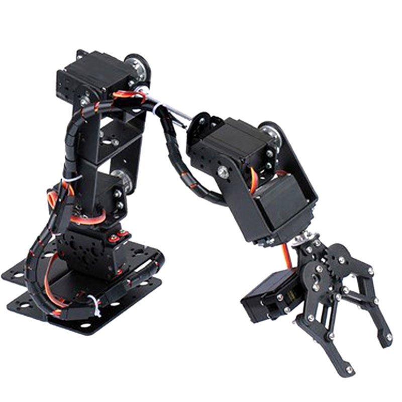 Robotic Arm DIY Kit: 2mm Black Aluminum Frame - 6-Servo Motor System With Smooth Flexible Joints Mechanical Claw for College Teaching Maker Projects Hands-On Learning - Image 2