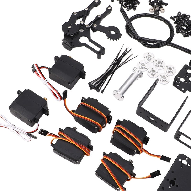Robotic Arm DIY Kit: 2mm Black Aluminum Frame - 6-Servo Motor System With Smooth Flexible Joints Mechanical Claw for College Teaching Maker Projects Hands-On Learning - Image 4