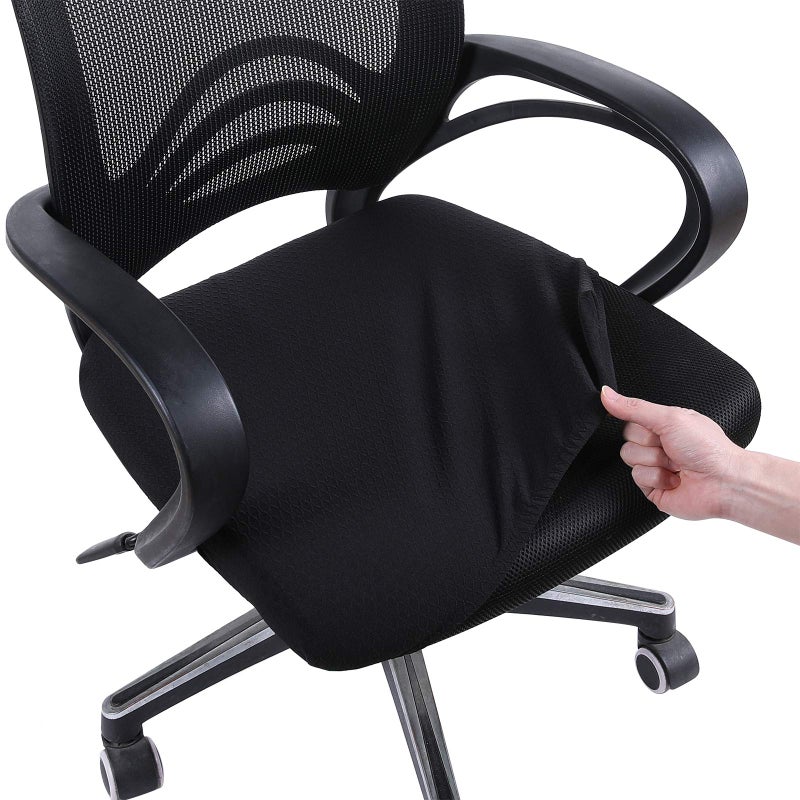 smiry Stretch Chair Seat Covers for Office Black 1PC Jacquard Office Chair Slipcovers