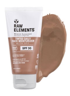 raw elements Raw Elements Tinted Daily Face Moisturizer All-Natural Mineral Sunscreen | Non-Nano Zinc Oxide, 95% Organic, Reef Safe, SPF 30, in Bio-Resin Tube, 1.8oz  - Image 1