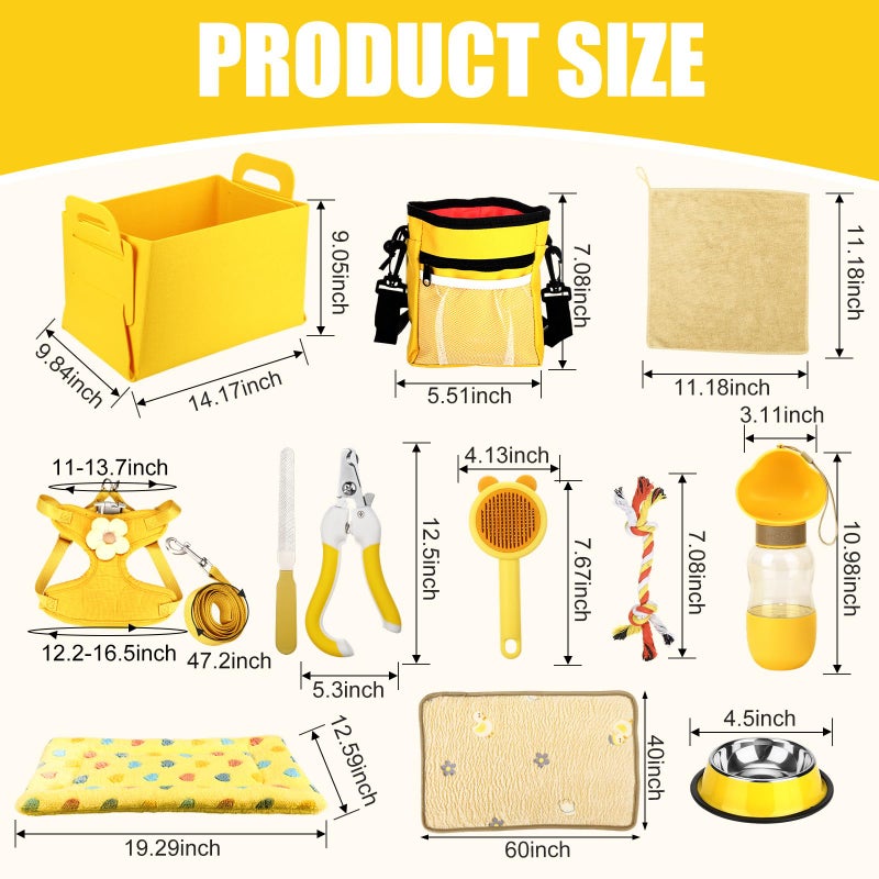 Abbylike 50 Pcs Puppy Supplies Starter Kit for Small Dogs Puppy Essentials Includes Leash, Bowls, Teeth Brushes, Water Bottle, and More Accessories for Dogs Pet Day Welcome Gift(Yellow) - Image 2