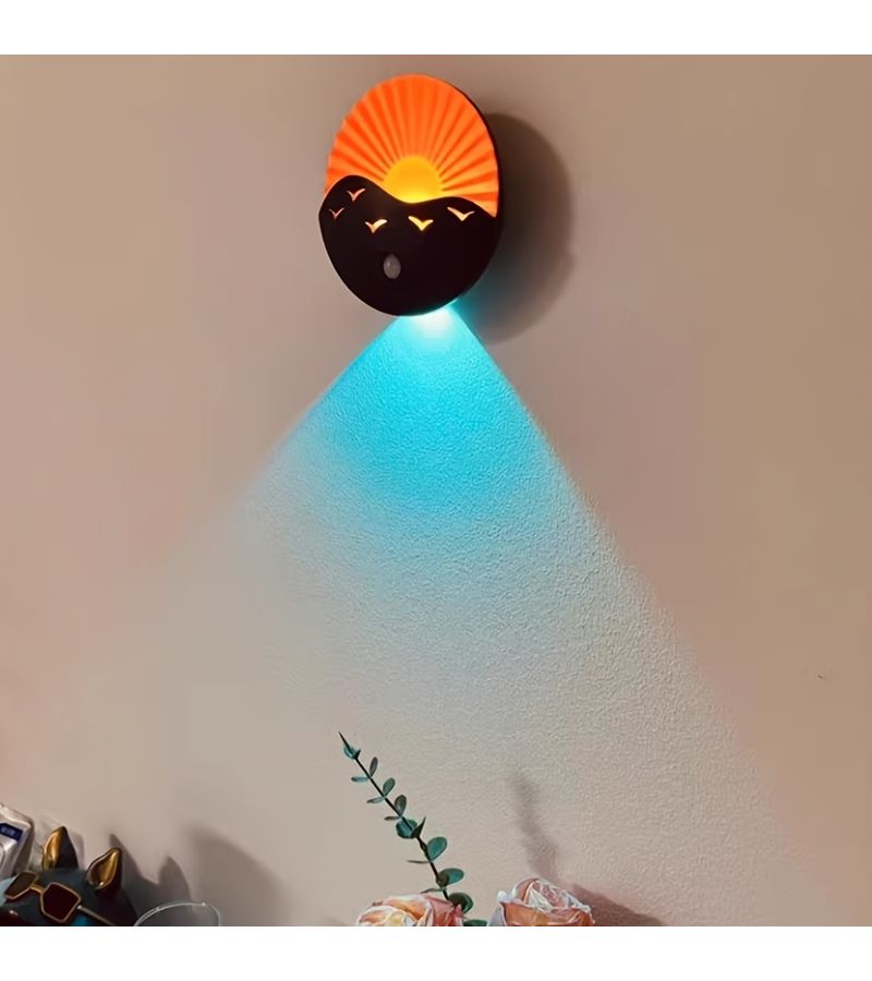 Sunrise Sea Wall Light Remote Control Trichromatic Night Light For Bedroom Stairs - Image 4