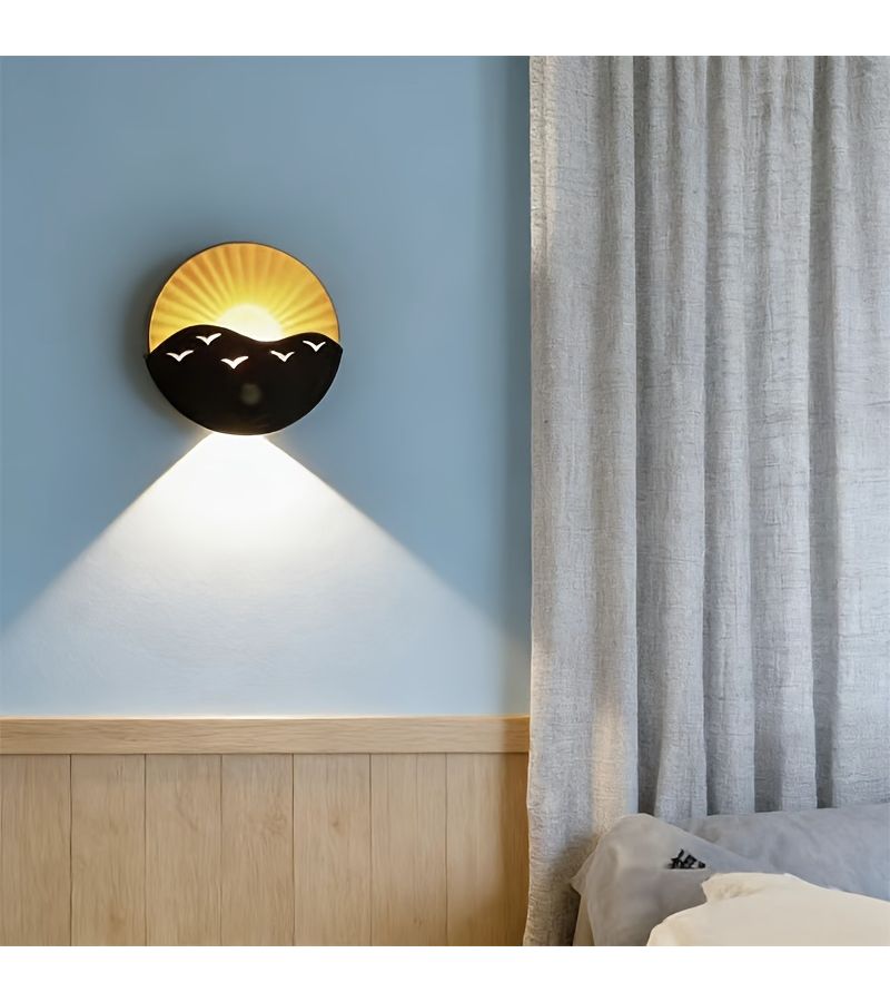 Sunrise Sea Wall Light Remote Control Trichromatic Night Light For Bedroom Stairs - Image 5