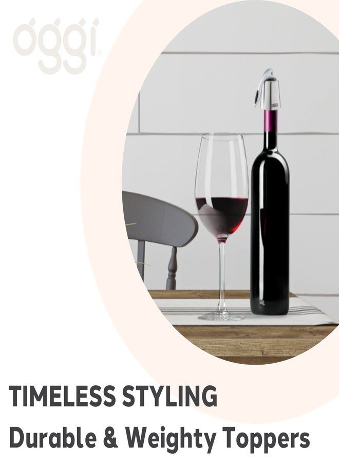 OGGI Bottle Stopper Set of 2 - Stainless Steel Wine Topper Set - Stylish Wine Saver Stoppers with Airtight Wine Sealer Levers, Stainless Steel - Image 4
