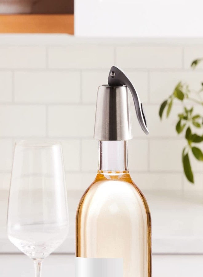 OGGI Bottle Stopper Set of 2 - Stainless Steel Wine Topper Set - Stylish Wine Saver Stoppers with Airtight Wine Sealer Levers, Stainless Steel - Image 5