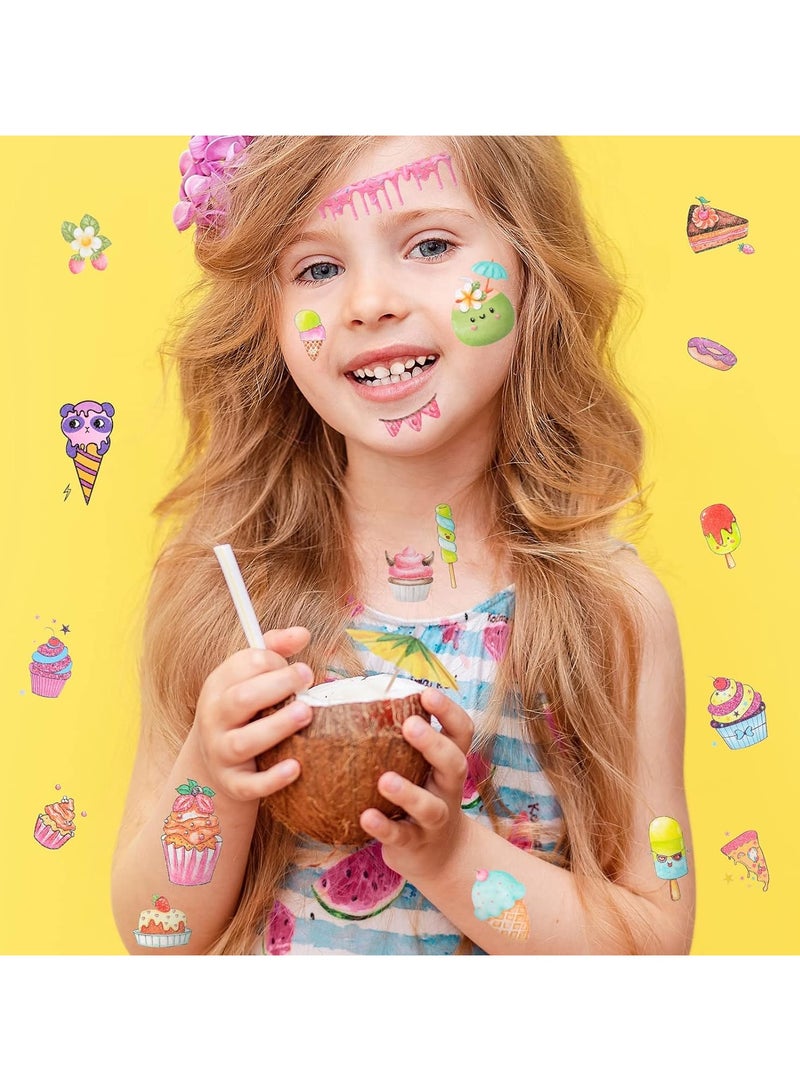 قوس قزح أورينبو 10 أوراق وشم الآيس كريم اللامعة على شكل كعكة دونات مصاصة وشم مؤقت للأطفال للبنات والأولاد ديكورات حفلات أعياد الميلاد لوازم حفلات حلوة هدايا حفلات دونات - Image 5