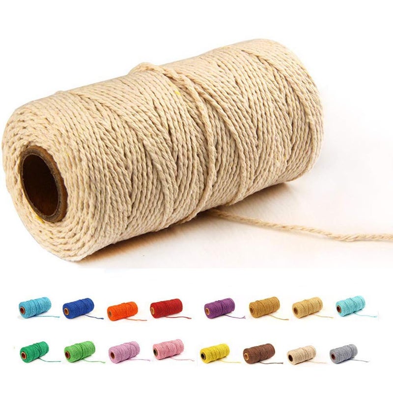 flipped 109 Yards15mm35 Colors Optional 109 DIY Macrame Cord Craft Macram Cotton Baker Twine Craft Making Knitting Cord Rope DIY Wedding Decor Supply Christmas Wrapping String Rope Beige