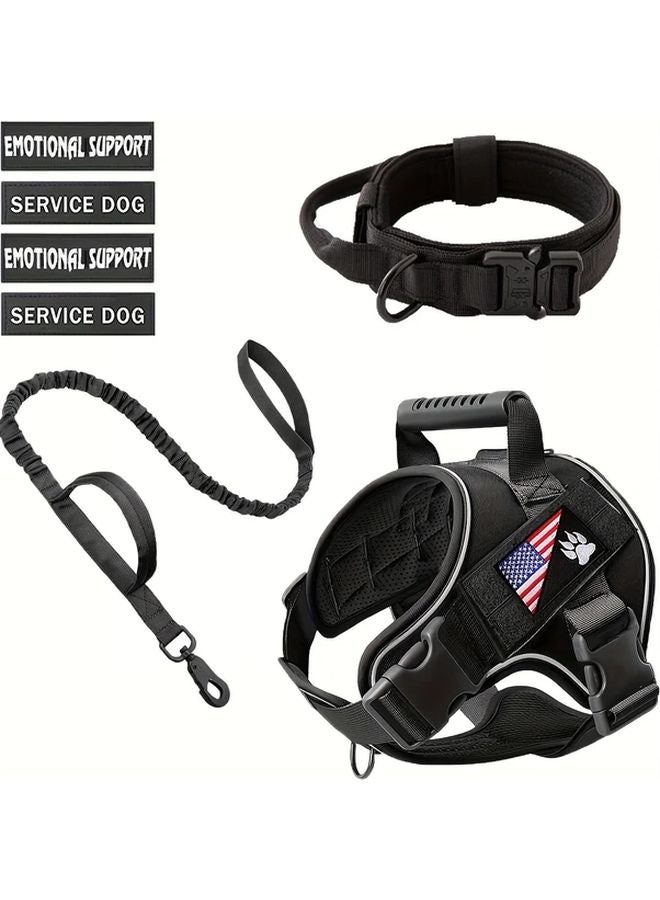 مجموعة صدرية تكتيكية للحيوانات الأليفة باللون الكاكي مع طوق وسلسلة وعلامة كلب خدمة - Image 5