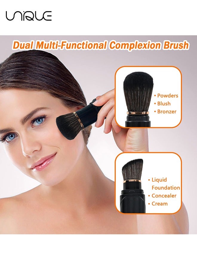 Unique Double Ended Makeup Brush, Retractable Kabuki Makeup Brushes, Travel Foundation Powder Blush Brush, Dual Concealer Makeup Brush With Cap for Blush, Bronzer, Buffing, Flawless Powder Cosmetics - Image 5