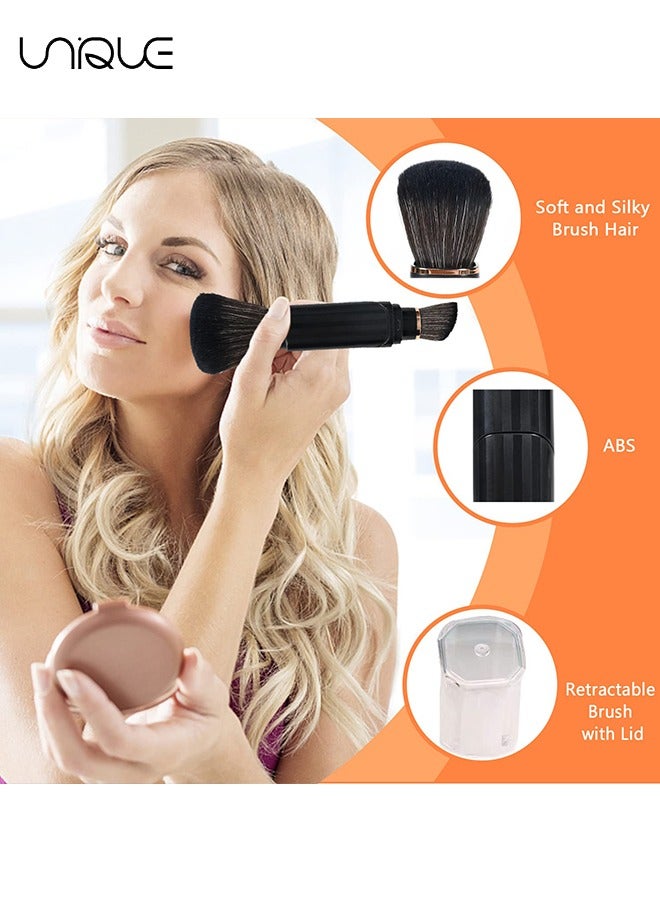 Unique Double Ended Makeup Brush, Retractable Kabuki Makeup Brushes, Travel Foundation Powder Blush Brush, Dual Concealer Makeup Brush With Cap for Blush, Bronzer, Buffing, Flawless Powder Cosmetics - Image 3