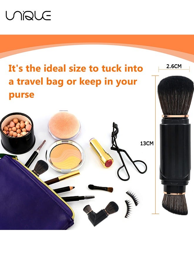 Unique Double Ended Makeup Brush, Retractable Kabuki Makeup Brushes, Travel Foundation Powder Blush Brush, Dual Concealer Makeup Brush With Cap for Blush, Bronzer, Buffing, Flawless Powder Cosmetics - Image 2
