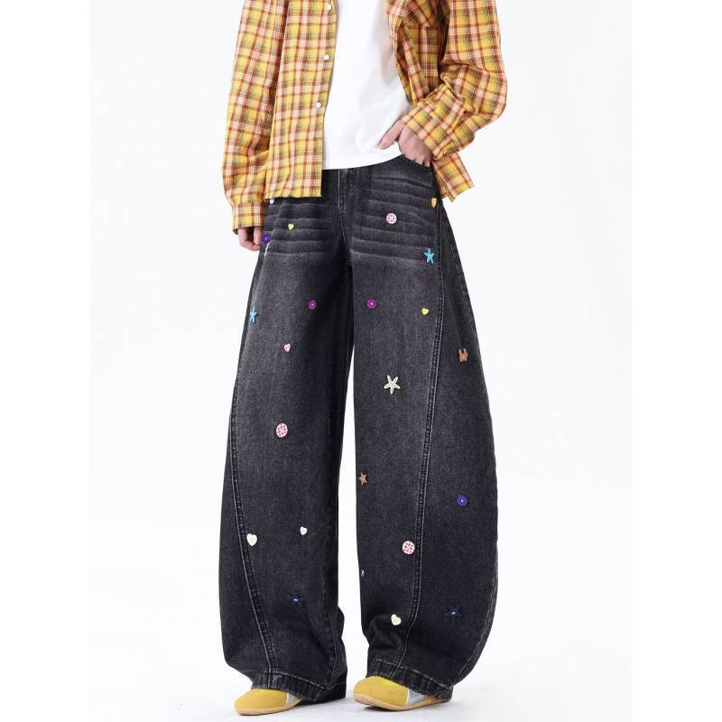 Unisex Classic Denim Jeans Loose Fit Daily Outdoor Wear - Image 1