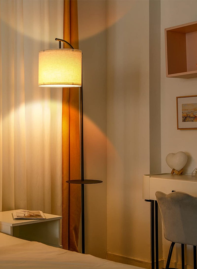 Sharpdo Nordic Fabric Tricolor Dimming Floor Lamp With Table Retro Adjustable LED Standing Lamp With Tray For Living Room Bedroom Coffee Table Floor Lighting Floor Lamp With Shelf - Image 4