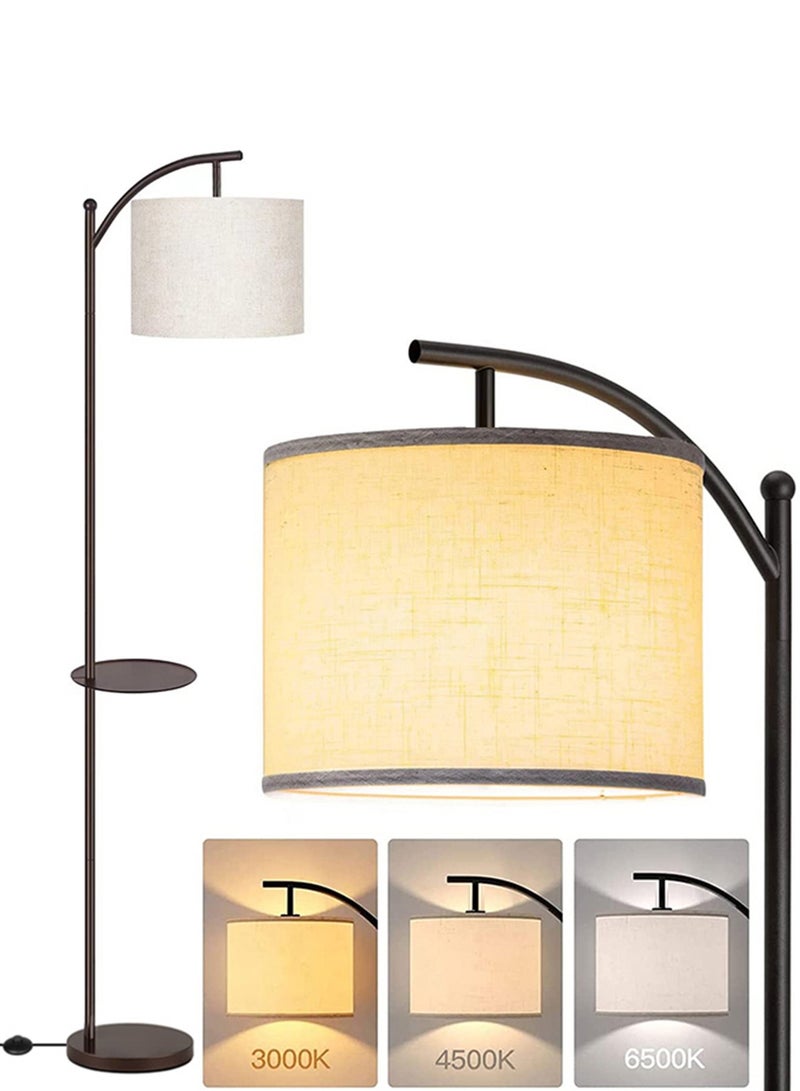 Sharpdo Nordic Fabric Tricolor Dimming Floor Lamp With Table Retro Adjustable LED Standing Lamp With Tray For Living Room Bedroom Coffee Table Floor Lighting Floor Lamp With Shelf - Image 5