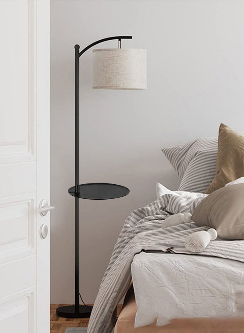 Sharpdo Nordic Fabric Tricolor Dimming Floor Lamp With Table Retro Adjustable LED Standing Lamp With Tray For Living Room Bedroom Coffee Table Floor Lighting Floor Lamp With Shelf - Image 1