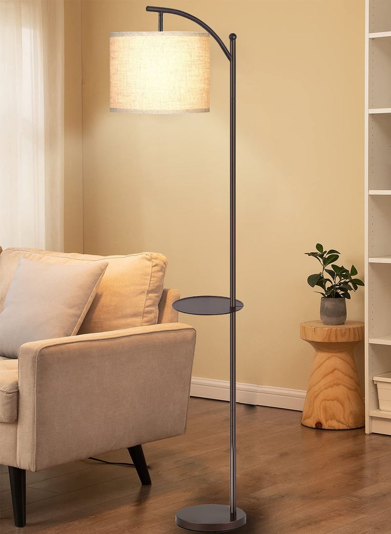 Sharpdo Nordic Fabric Tricolor Dimming Floor Lamp With Table Retro Adjustable LED Standing Lamp With Tray For Living Room Bedroom Coffee Table Floor Lighting Floor Lamp With Shelf - Image 3