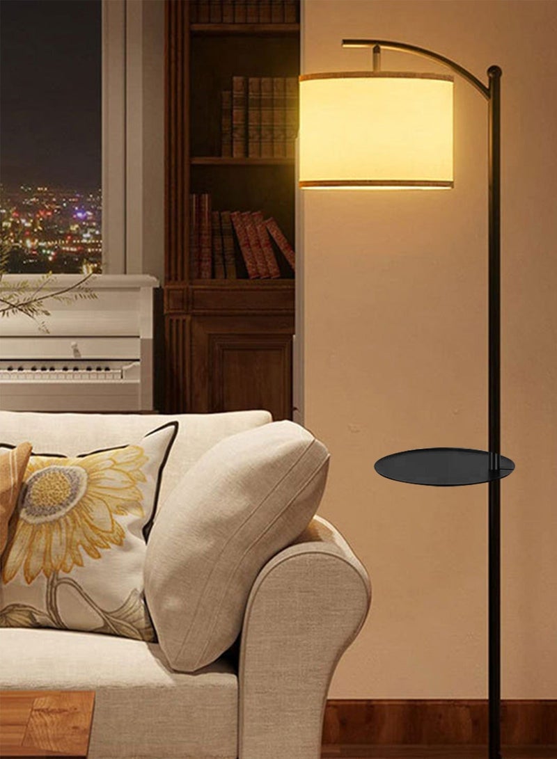 Sharpdo Nordic Fabric Tricolor Dimming Floor Lamp With Table Retro Adjustable LED Standing Lamp With Tray For Living Room Bedroom Coffee Table Floor Lighting Floor Lamp With Shelf - Image 3