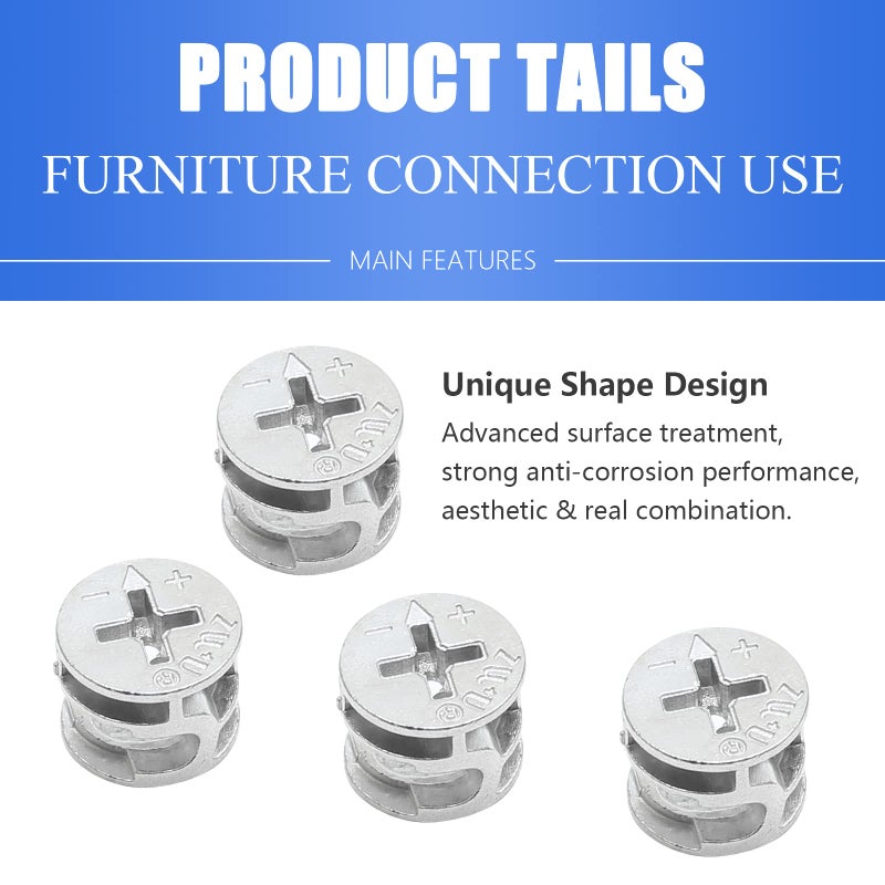 Litoexpe 15 x 12 mm Cam Lock Nut 10 Pcs, Joint Connector Locking Nuts Furniture Connecting Cam Fittings for Cabinet Drawer Wardrobe Dresser - Image 3