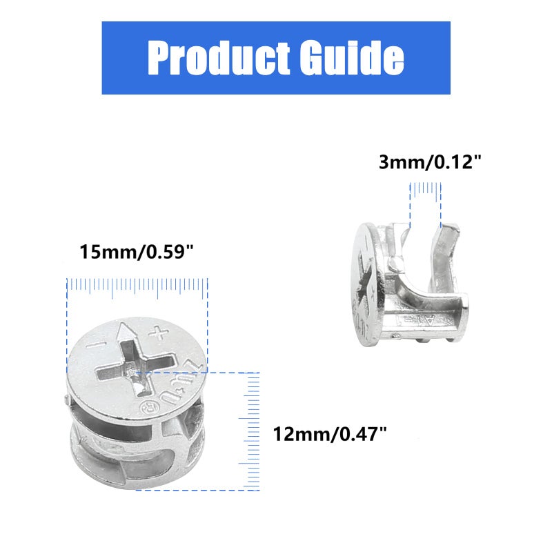 Litoexpe 15 x 12 mm Cam Lock Nut 10 Pcs, Joint Connector Locking Nuts Furniture Connecting Cam Fittings for Cabinet Drawer Wardrobe Dresser - Image 2