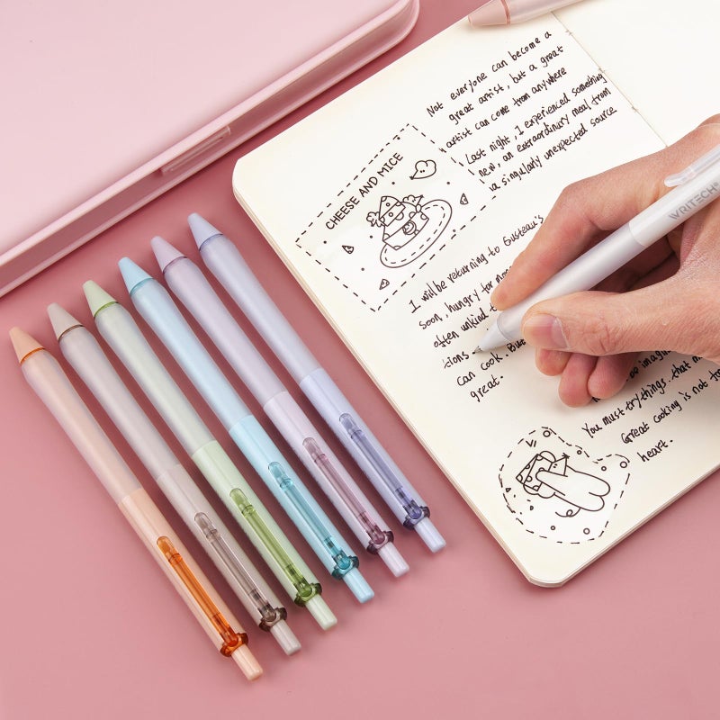 WRITECH Gel Ink Retractable Pens: Black Ink 0.7mm medium Fine Point Pen Set, Extra Smooth Tip No Bleed Smear Smudge Refillable Clickable Pens Bulk for Writing Journaling Multicolor 8ct - Image 3