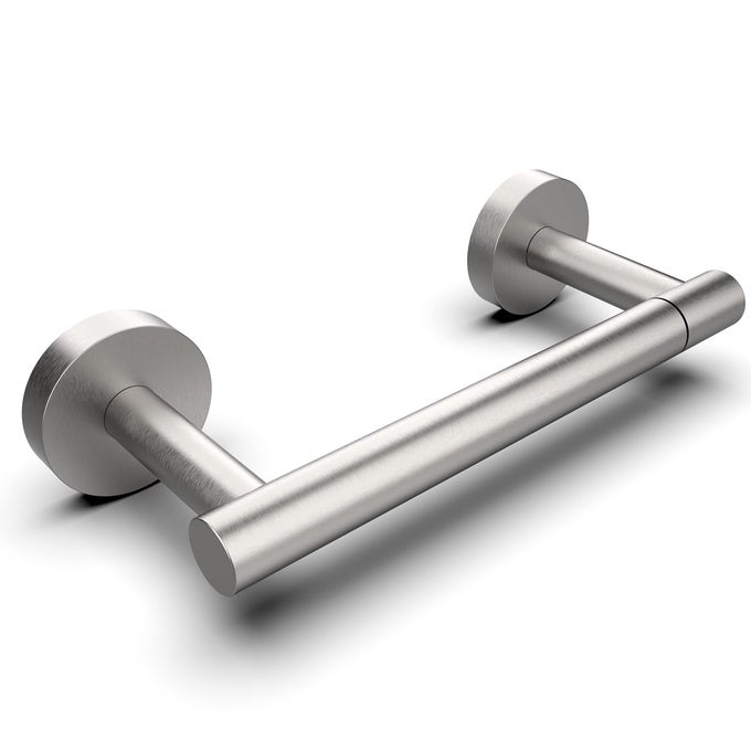 BATHROOM TOILET PAPER HOLDER WALL MOUNT SUS304 STAINLESS STEEL DOUBLE POST PIVOTING TOILET PAPER ROLL HOLDER WALL MOUNTED TOILET TISSUE HOLDER FOR COMMERCIAL BATHROOM RV BRUSHED NICKEL