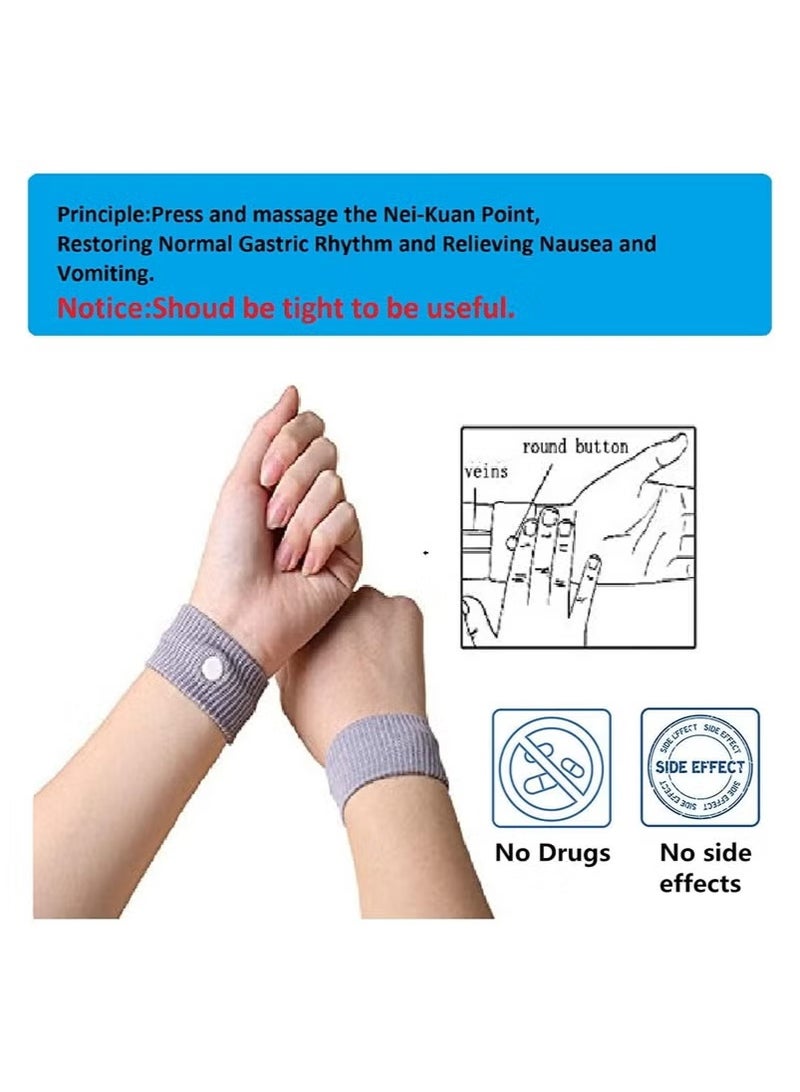 3 Pairs Motion Sickness Nausea Relief Wristbands Travel Acupressure rings for Car airliner Sea Sickness Adult Children Black Grey Blue - Image 3