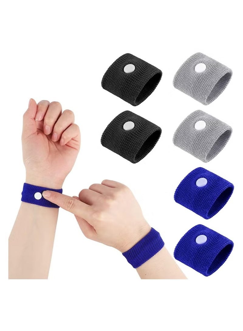 3 Pairs Motion Sickness Nausea Relief Wristbands Travel Acupressure rings for Car airliner Sea Sickness Adult Children Black Grey Blue - Image 1
